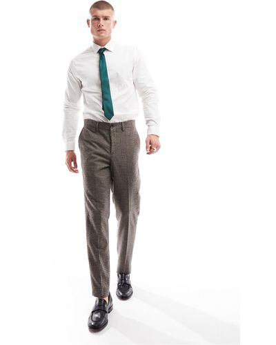 SELECTED Pantalon slim habillé - marron - Blanc