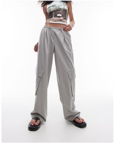 TOPSHOP Smart Utility toggle Cargo Style Trouser - Gray