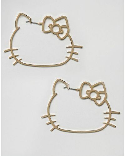 ASOS Hello Kitty X Asos Cut Out Hoop Earrings - Metallic