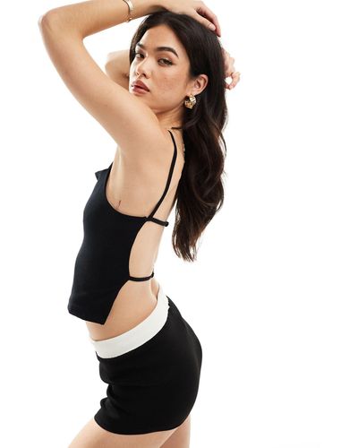 ASOS Double Layer Strappy Backless Cami Top With Square Neck - Black
