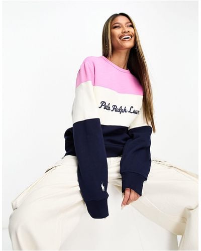 Polo Ralph Lauren X Asos - Exclusieve Samenwerking - Sweatshirt Met Logopaneel Op - Blauw