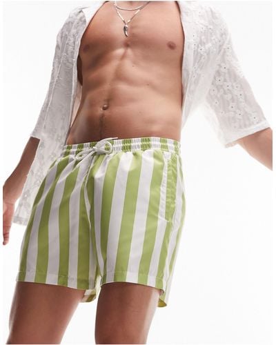 TOPMAN Bright Stripe Swim Short - Green