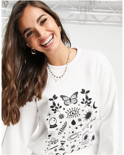 Daisy Street Ruimvallend Sweatshirt Met Astrologieprint - Wit