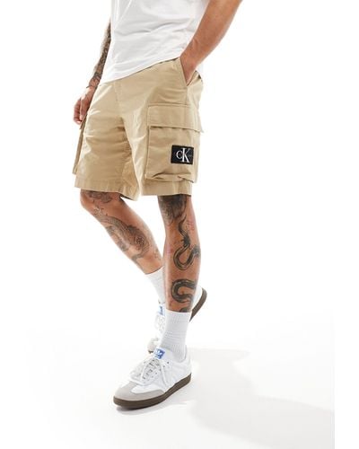 Calvin Klein Badge Cargo Shorts - White
