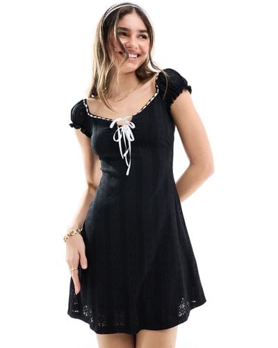 Miss Selfridge Milkmaid Dress - Black