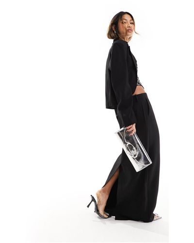NA-KD X Claire Rose Tailored Maxi Skirt - Black