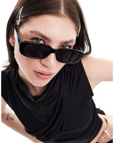 Monki Small Rectangle Sunglasses - Black