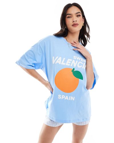 ASOS Oversized T-shirt With Valencia Orange Graphic - Blue