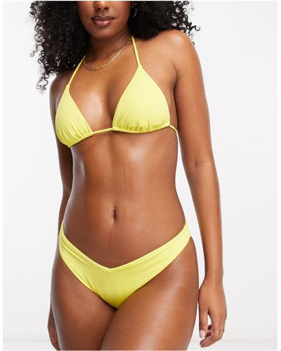 RVCA Slip bikini sgambati a v testurizzati gialli a tinta unita - Arancione