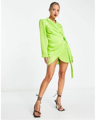 ASOS Satin Wrap Blazer Mini Dress - Green
