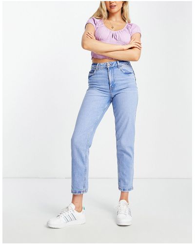 New Look Waist enhance - jean mom - délavé moyen - Bleu