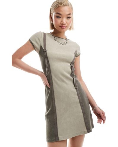 Collusion Strap Detail T-shirt Mini Dress - Gray