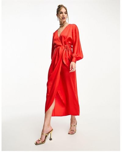 & Other Stories Wrap Midaxi Dress - Red