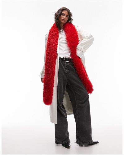 TOPSHOP Sophie Spiral Fur Scarf - Red