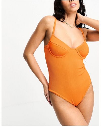 Kulani Kinis Underwire Cheeky One Piece Swimsuit - Orange