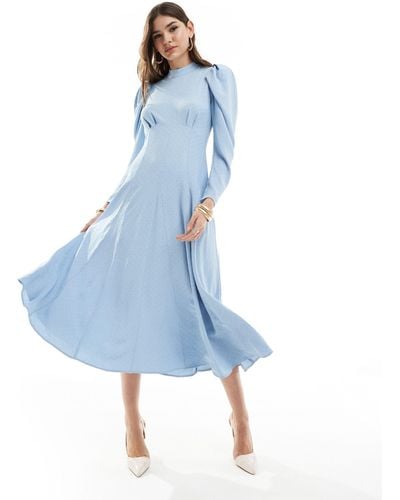 Closet Puff Sleeve Midaxi Dress - Blue
