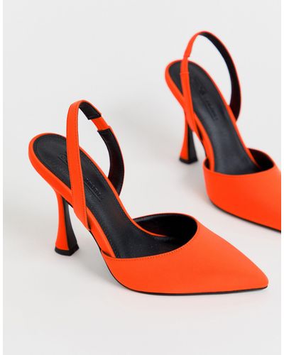 ASOS Pitcher - scarpe fluo con tacco e cinturino sul retro - Arancione
