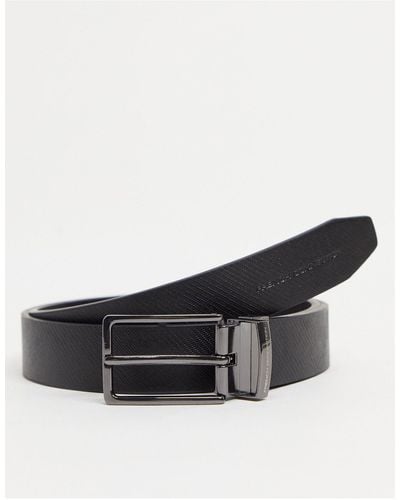 French Connection Square Textured Revesible Belt - White