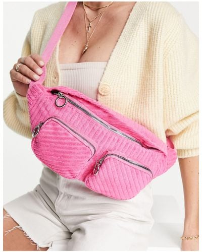 TOPSHOP Brit Terrycloth Fanny Pack - Pink