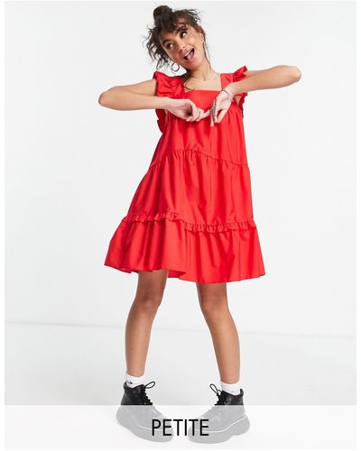 Topshop Unique Poplin Mini Pini Dress - Red