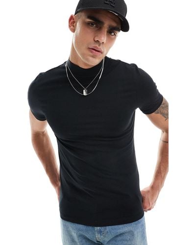 ASOS Muscle Fit T-shirt With Turtle Neck - Black
