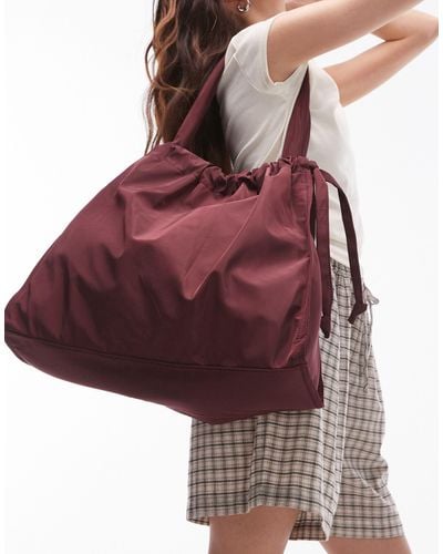 TOPSHOP Thom Nylon Oversized Tote Bag With Ruched Detail - Red