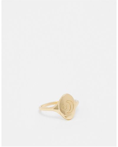 ASOS Ring With Celestial Design With Star And Moon - White