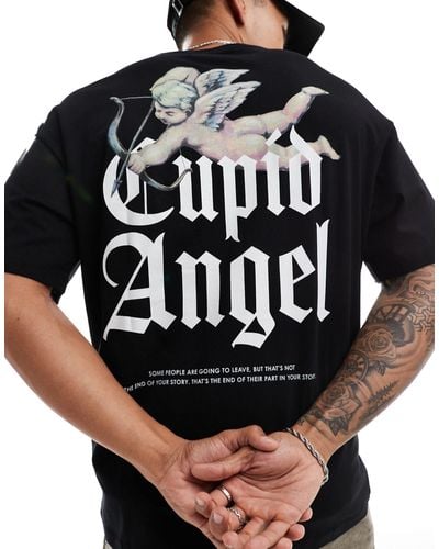 ADPT Oversized T-shirt With Cupid Back Print - Black