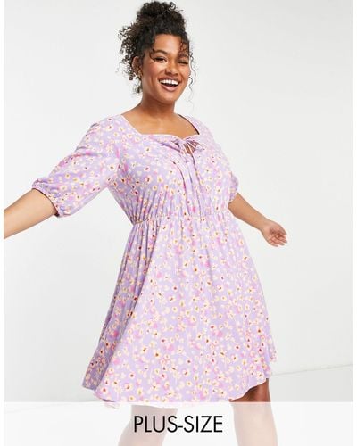 Simply Be Tie Front Mini Skater Dress - Pink