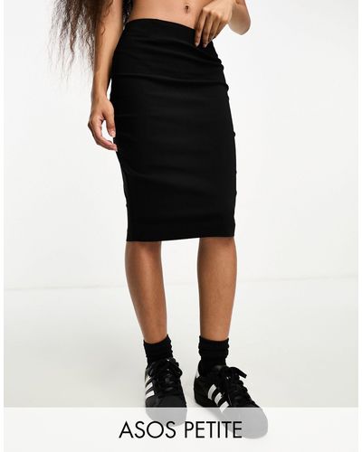 ASOS Asos design petite - gonna longuette a vita alta - Nero