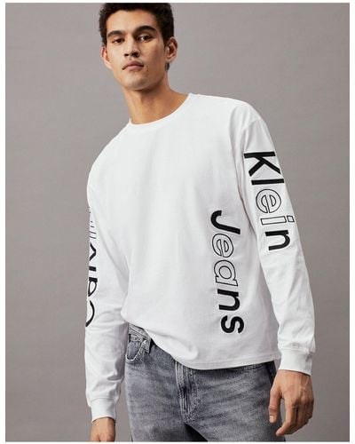 Calvin Klein T-shirt à manches longues avec logo - éclatant - Gris