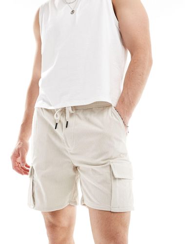 Only & Sons Pull On Cord Cargo Short - White