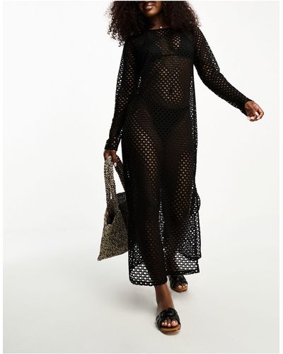 Pieces Exclusive Crochet Midi Dress - Black