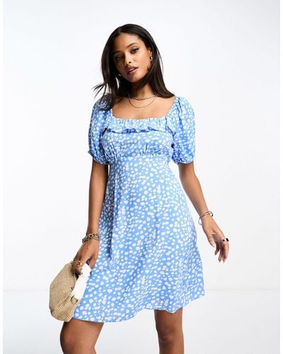New Look Frill Sleeve Mini Dress - Blue