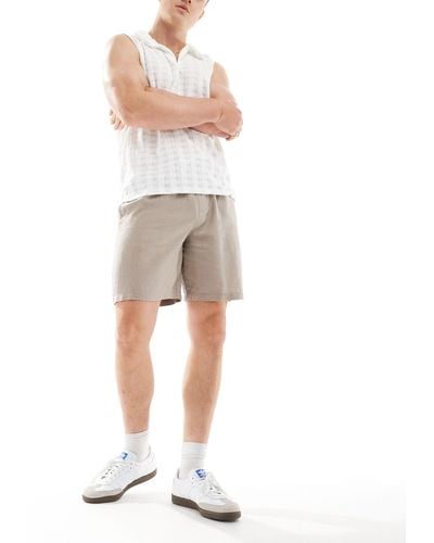 New Look Linen Blend Pull On Shorts - Grey