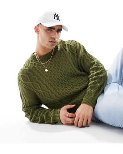 ASOS Pull oversize ample en maille torsadée - Vert