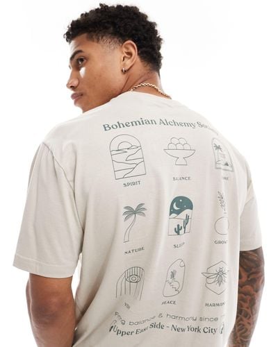 Only & Sons Relaxed Fit T-shirt With Bohemian Back Print - Grey