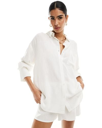 4th & Reckless Oversized Linen Look Shirt Co-ord - White