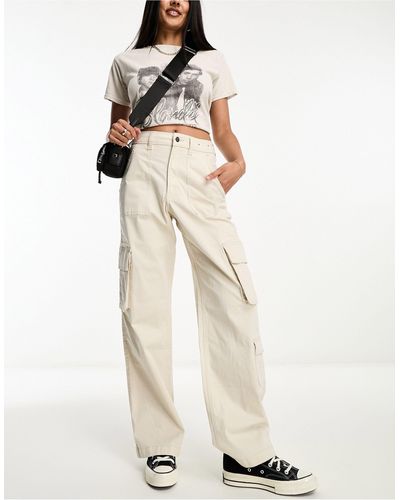 Hollister Pantaloni larghi cargo color crema - Bianco