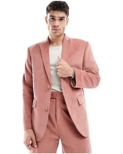 ASOS – oversize-anzugjacke aus cord - Pink