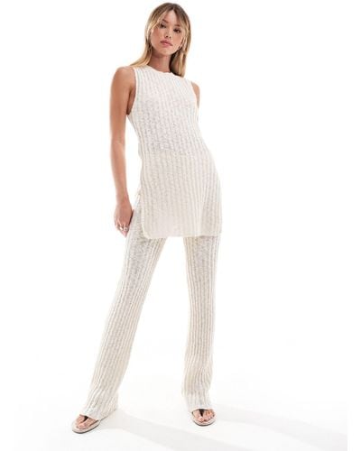 Mango Knitted Co-ord Trousers - White