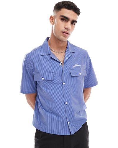 ASOS – kastiges, locker geschnittenes hemd - Blau