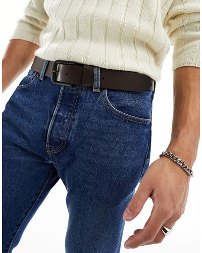 Levi's Seine - ceinture en cuir à logo - marron - Bleu