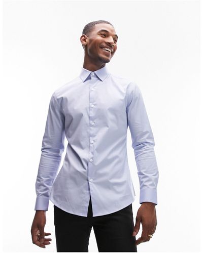 TOPMAN Long Sleeve Formal Slim Fit Stretch Shirt - White