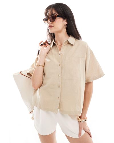 Pieces Linen Touch Boxy Shirt - Natural