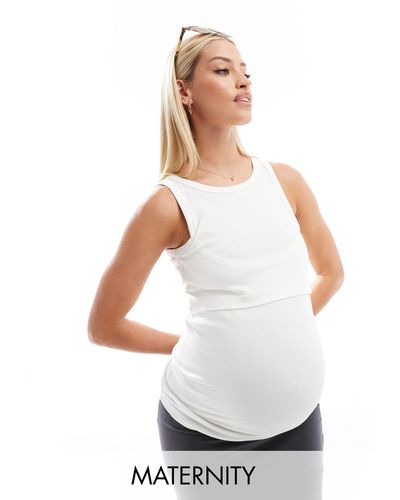 Mama.licious Mamalicious Maternity Fine Ribbed Tank Top With Nursing Functionality - White