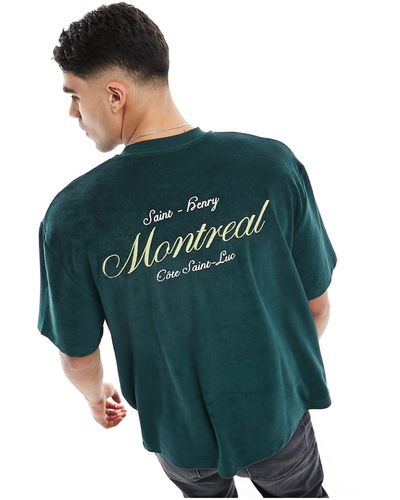 ASOS Camiseta verde oscuro extragrande con bordado trasero