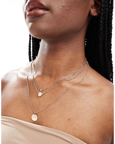 Accessorize Disc Layered Necklace - Brown
