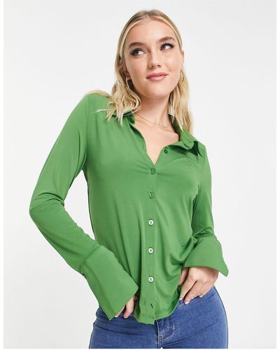 Abercrombie & Fitch Soepelvallend Smal Overhemd Van Jersey - Groen