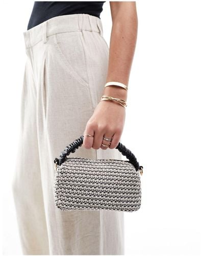 ASOS Straw Crossbody Bag With Ruched Top Handle - White